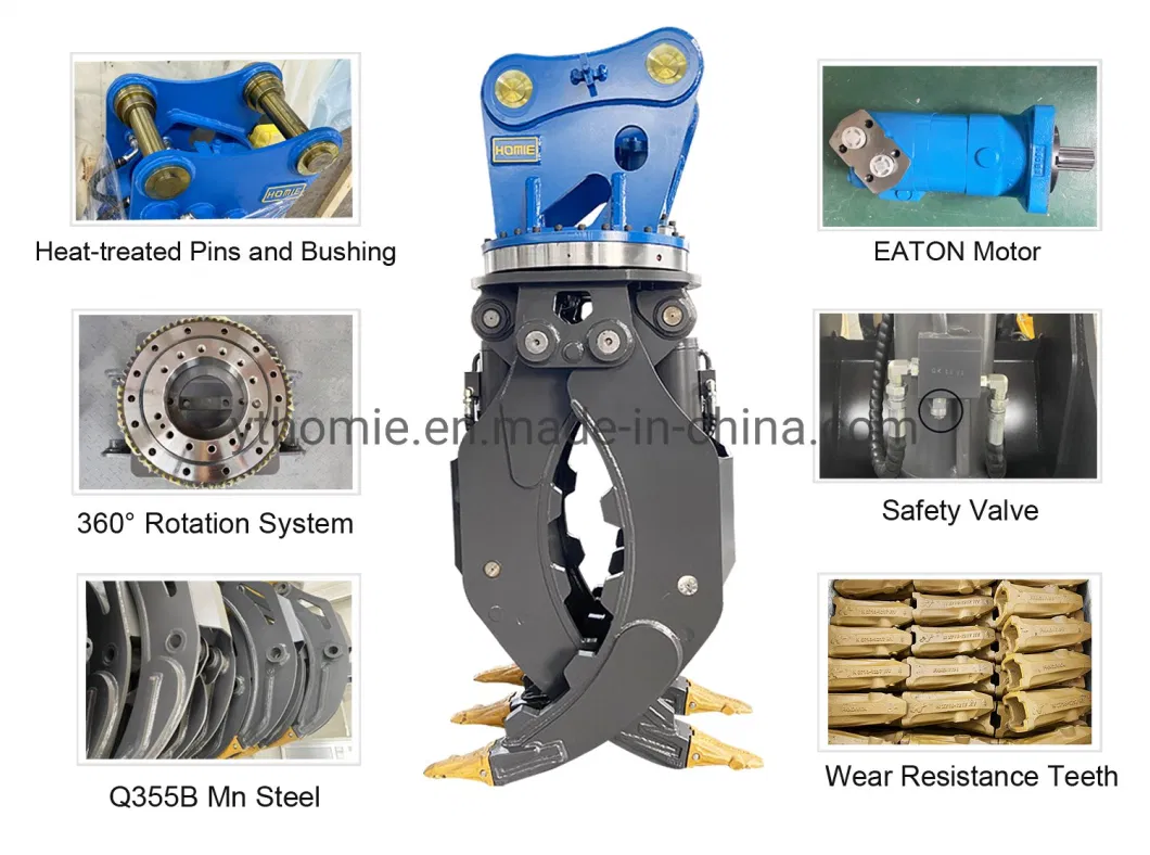 Hydraulic Grabber Rotating Grapple for Rocks and Wood